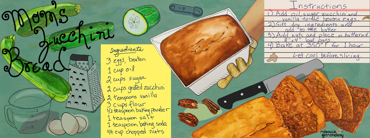 Mom's Zucchini Bread by Rebecca Potter Gerendasy Fir zucchinibread rebecca gerendasy tdac 300