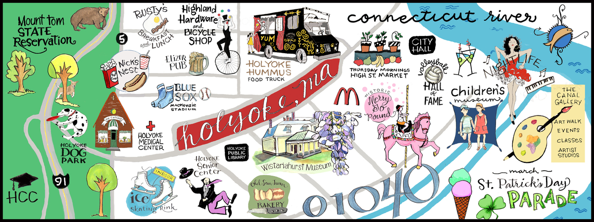 Spend a Day with your Kids in Holyoke, Massachusetts by Judy Scott Novak Holyoke map beginning