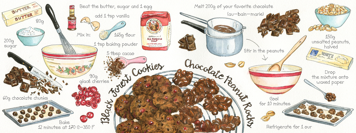 Black Forest Cookies & Chocolate Peanut Rocks by Suzanne de Nies