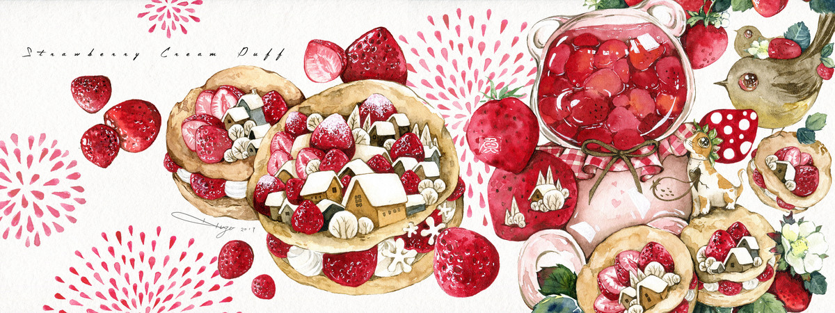 Strawberry Cream Puff by Hugo。Fishtale