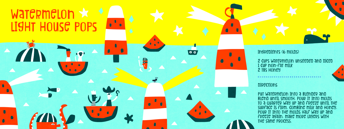 Watermelon Light House Ice Pops by AW Illustrations