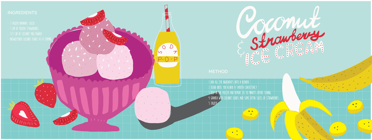 Coconut And Strawberry Ice Cream by Alice Rebecca Potter Coconut and strawberry ice cream alice potter 2017 01