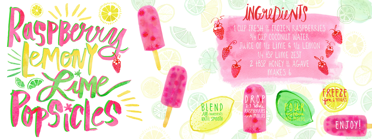 Raspberry Lemony Lime Popsicles by Jen Lindup