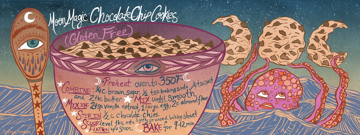 Moon Magic Chocolate Chip Cookies (Gluten Free!) by Alexis Amann Amann chocolate chip cookie 300 flat final