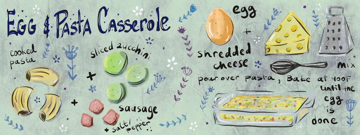 Egg and Pasta Casserole by Anya Kopotilova Egg pasta casserole by anya kopotilova greenrainart