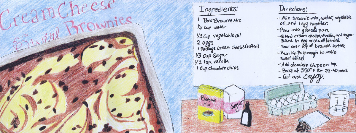 Cream Cheese Swirl Brownies by Ashley Rosenberger Recipe illustration