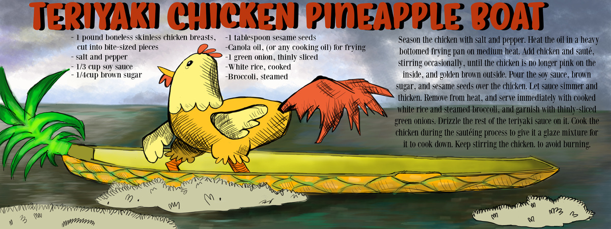 Teriyaki Chicken Pineapple Boat by Logan Merkle Merkle recipe illustration