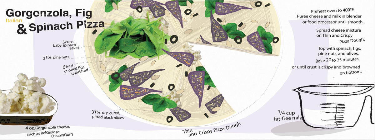 Gorgonzola Fig & Spinach Pizza by Nazanin Kani