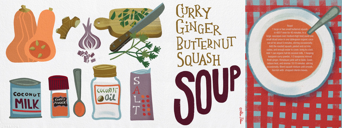 Curry Ginger Butternut Squash Soup with Coconut Milk by Alisa Bloom Curry ginger coconut butternut squash alisa bloom
