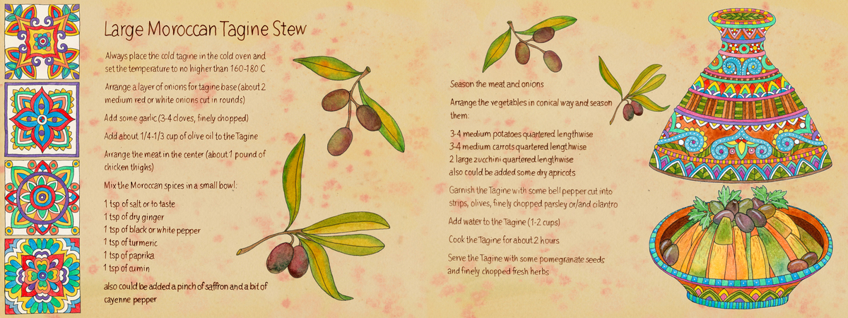 Large Moroccan Tagine Stew by Mariya Paskovsky Illustration
