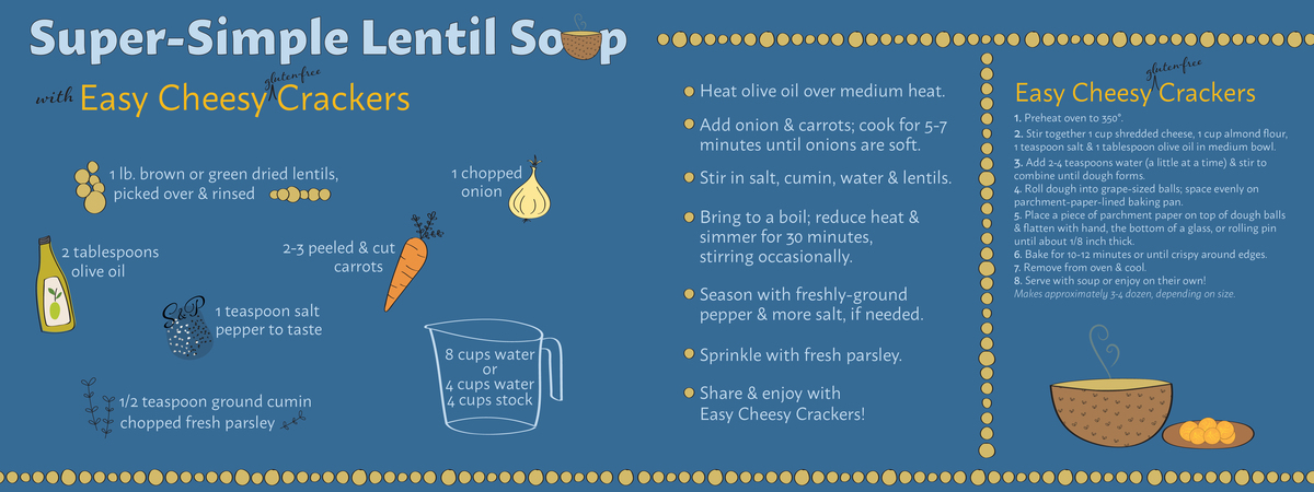 Super-Simple Lentil Soup with Easy Cheesy Crackers by Patti McKinnon Super simple lentil soup 01