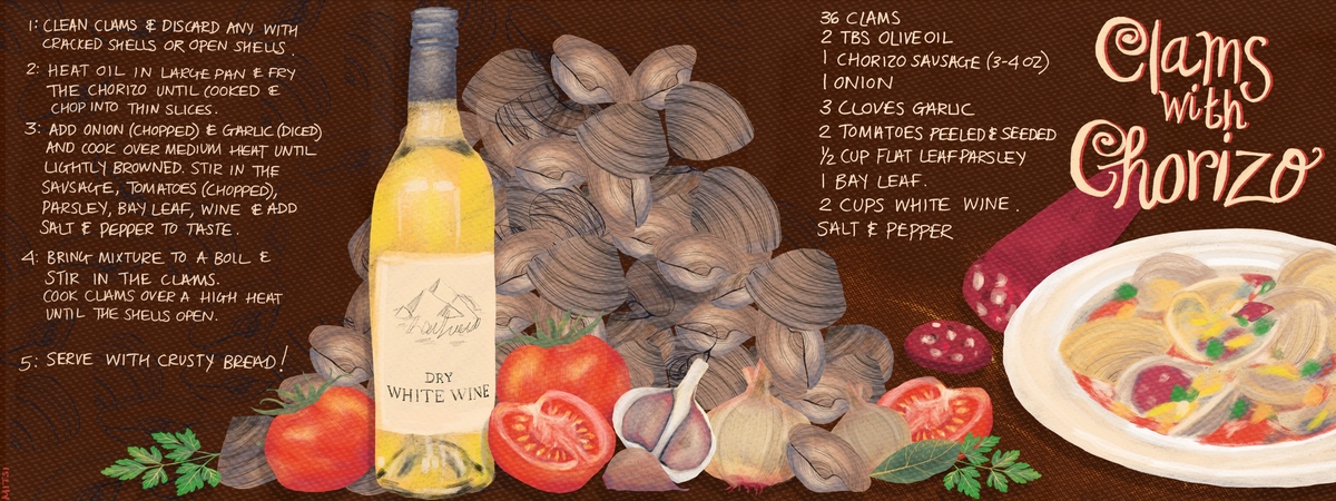 clams with chorizo by michelle kral