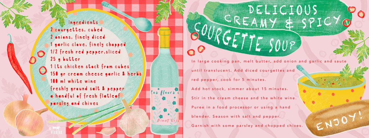 Delicious creamy & spicy courgette soup by Marije Verkerk Courgettesoup hersteld