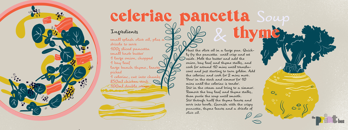 Celeriac, Pancetta and Thyme Soup by The Print Lass