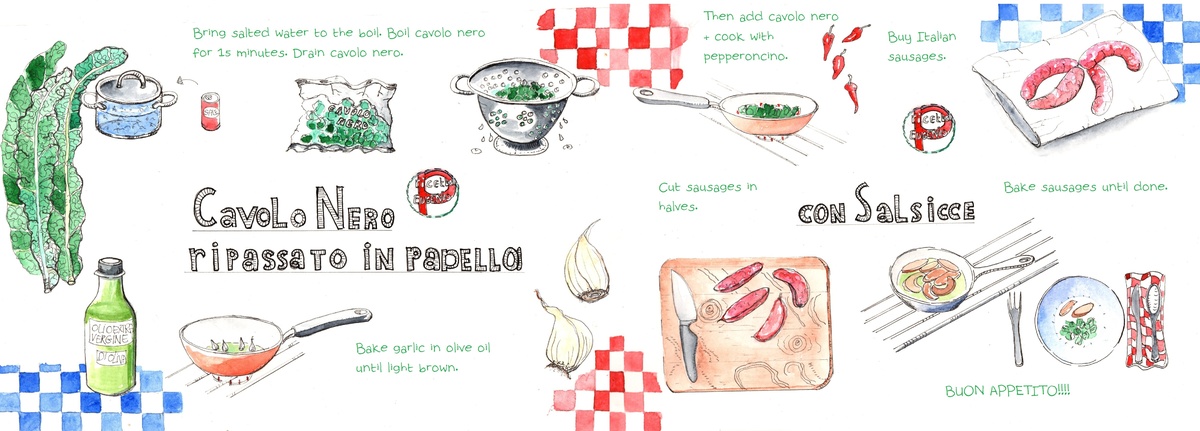 Cavolo Nero ripassato in padella con Salsicce by Dorine van der Vloodt