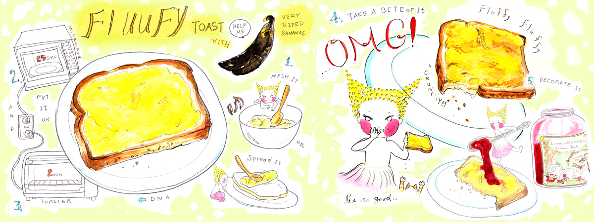Fluffy Toast with Very Riped Bananas by Yuriko Katori