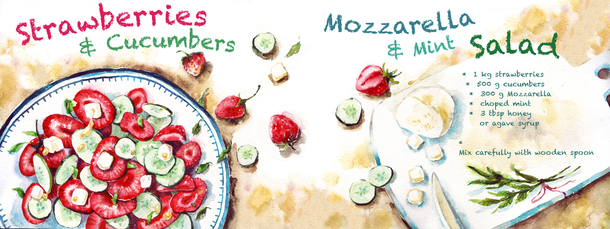 Strawberries Cucumbers Mozzarella Mint Salad by Aliona Bereghici Tdac strawberries salad