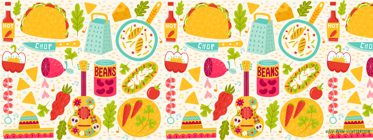 I'm Taco Kind Of Gal Mexican Food Pattern by Liv Wan