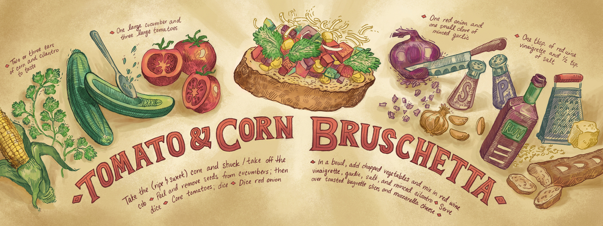 Tomato & Corn Bruschetta by Casey Crisenbery