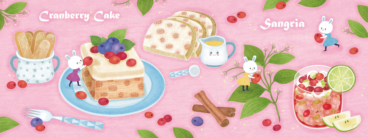 cranberry cake & sangria by Connie Liao