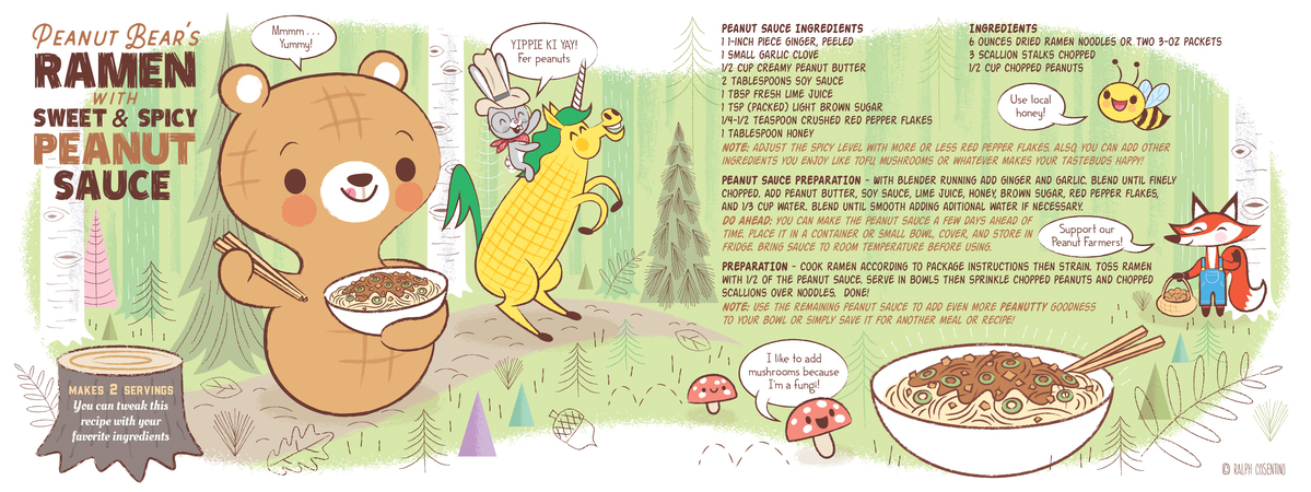 Peanut Bear's Ramen with Sweet & Spicy Peanut Sauce by Ralph Cosentino