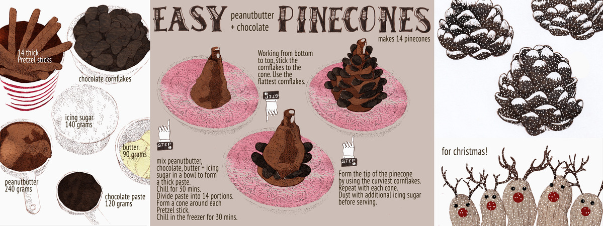 Easy Peanutbutter + Chocolate Pinecones for Christmas by Karen Cotting
