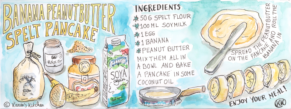 Banana peanutbutter spelt pancake by Jolanda Hiddink Recept peanutbutter hh