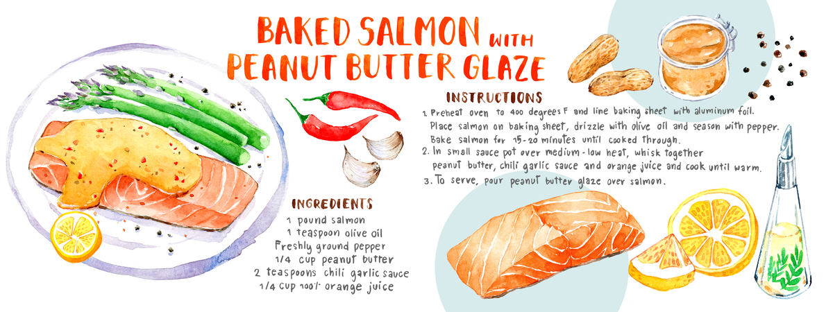 Baked Salmon with Peanut Butter Glaze by Amara Strand Bakedsalmonpbglaze