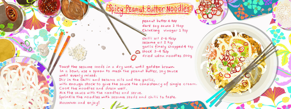 Spicy Peanut Butter Noodles by Karen Bunting