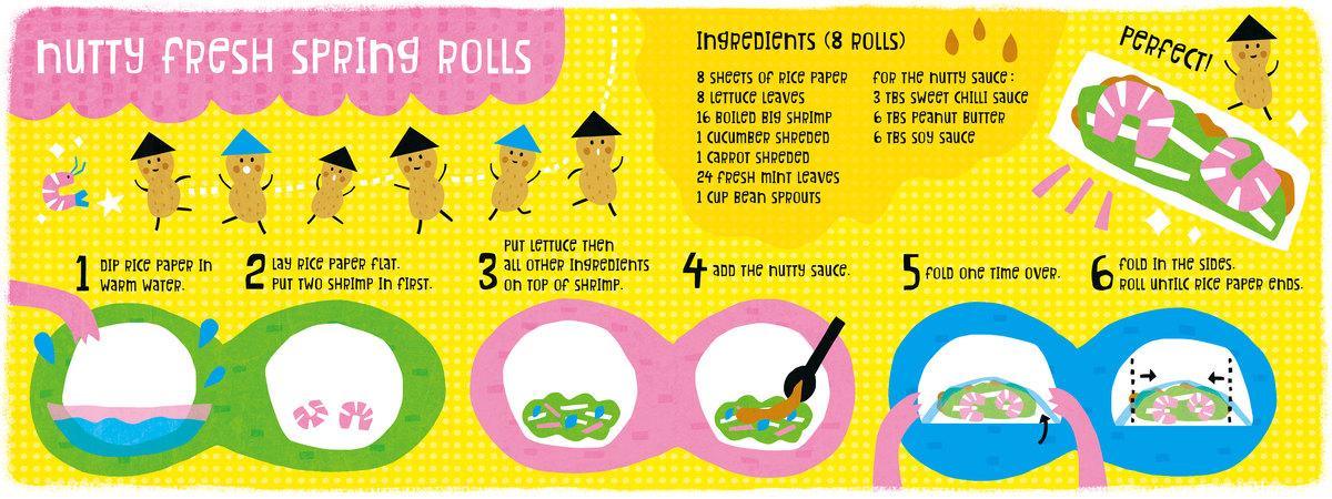 Nutty Fresh Spring Rolls by AW Illustrations