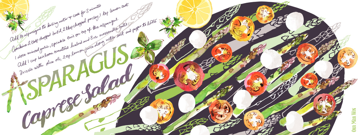 Asparagus Caprese Salad by Ohn Mar Win