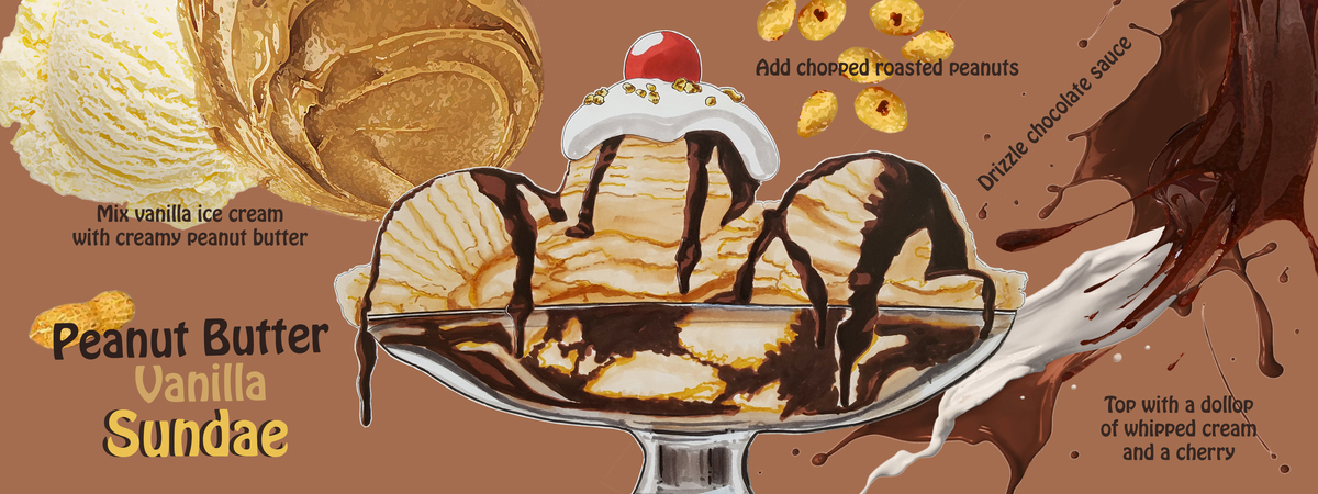 Peanut Butter Vanilla Sundae by Claudia Andrade Peanut butter sundae they draw and cook