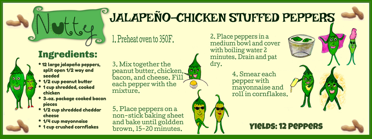 NUTTY JALAPEÑO-CHICKEN STUFFED PEPPERS by Joely Rogers