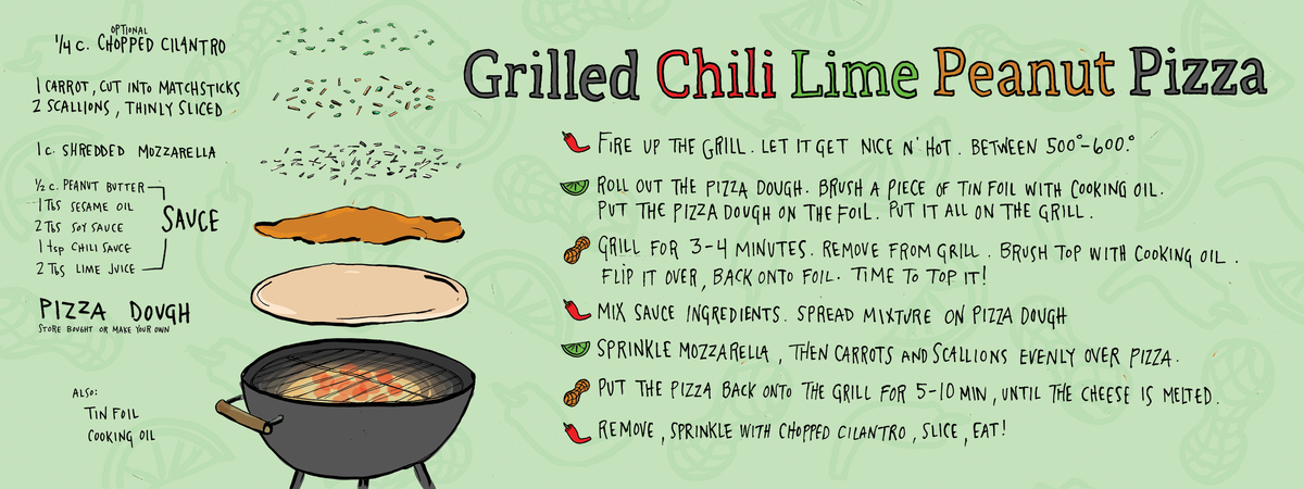 Grilled Chili Lime Peanut Pizza by Emily Thibodeau Chili peanut lime pizza