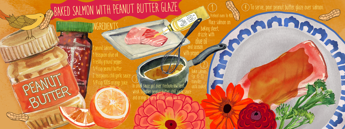 Baked Salmon with Peanut Butter Glaze by Frances Schifrin Newcombe