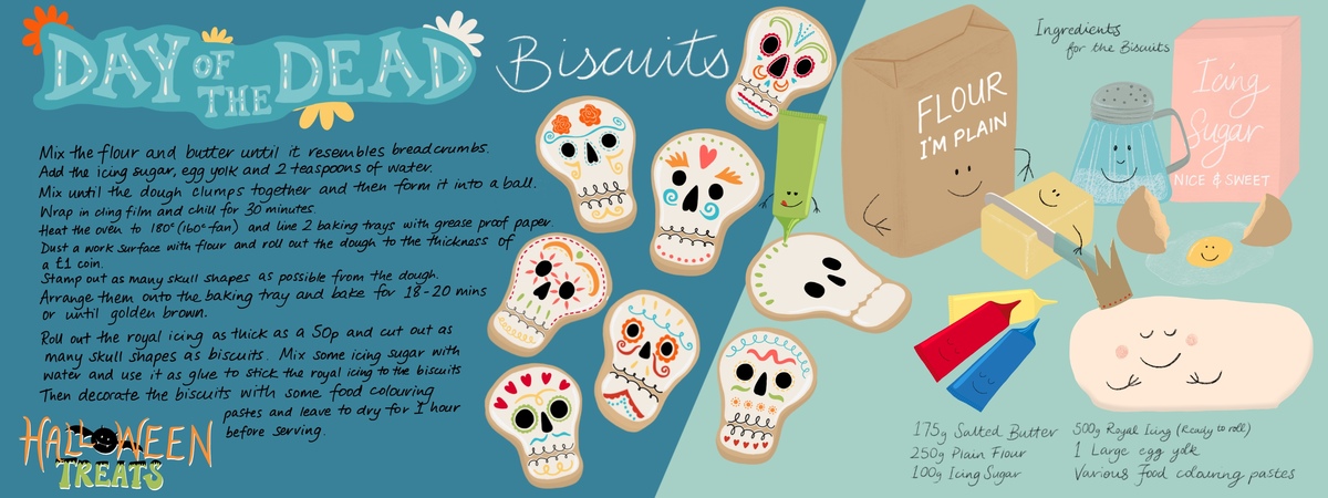 Day of the dead biscuits (Hallowe’en treats) by Coral Williams They draw and cook 2