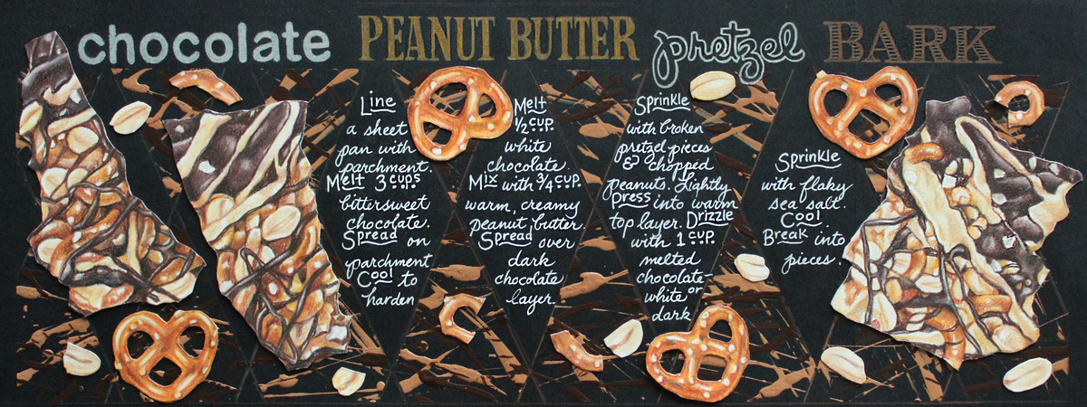 Chocolate Peanut Butter Pretzel Bark by Joan Chamberlain Designs