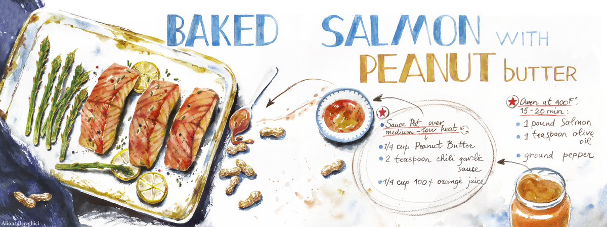 Baked Salmon with Peanut Butter Glaze by Aliona Bereghici Salmon peanut butter glaze good one