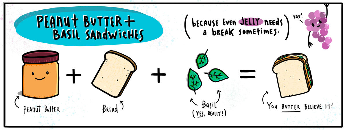 Peanut Butter and Basil Sandwiches (No Jelly Needed!) by Jess Keating Jkeatingpbrecipe tdac