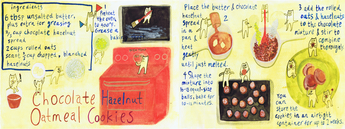 Chocolate Hazelnut Oatmeal Cookies by Elly Chen