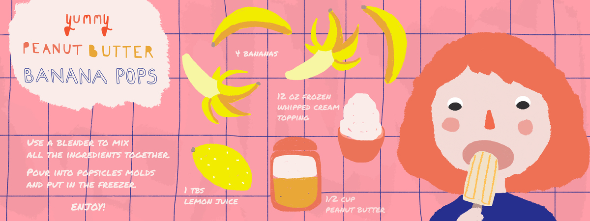 Yummy peanut butter banana pops by Studio Esperluette