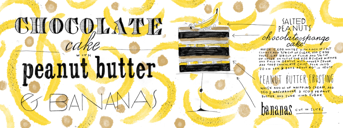 Chocolate Cake with Peanut Butter and Bananas by Zofia Różycka Peanutbutter chocolatecake