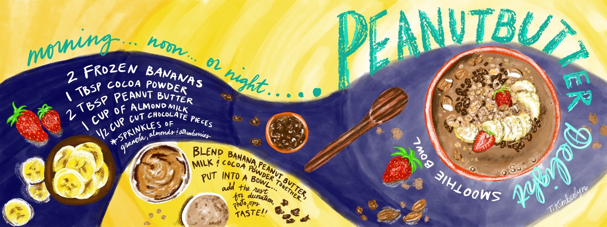 Morning, Noon or Night...Peanut Butter Delight Smoothie Bowl by T. Kimberlyn Art and Design