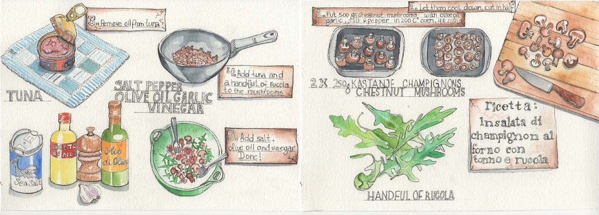 Insalata di champignon al forno con tonno e rucola by Dorine van der Vloodt