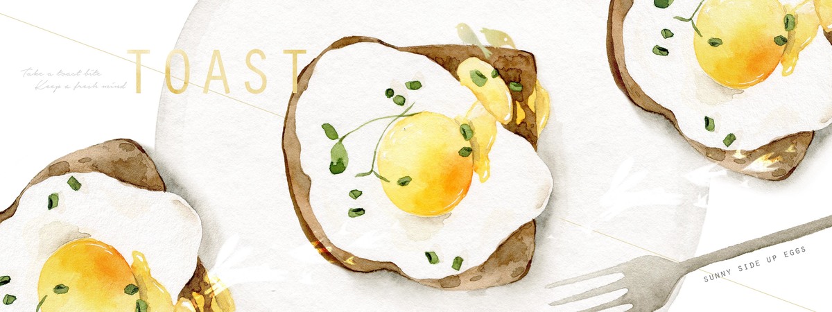 Sunny Side Up Egg Toast by Hugo。Fishtale