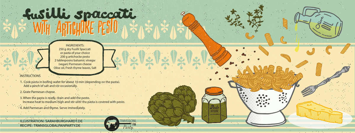 Pasta with artichoke pesto by Sarah Burghardt