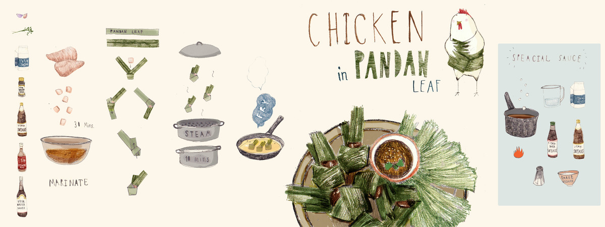 Chicken in Pandan Leaf by Nalatporn Kaewket