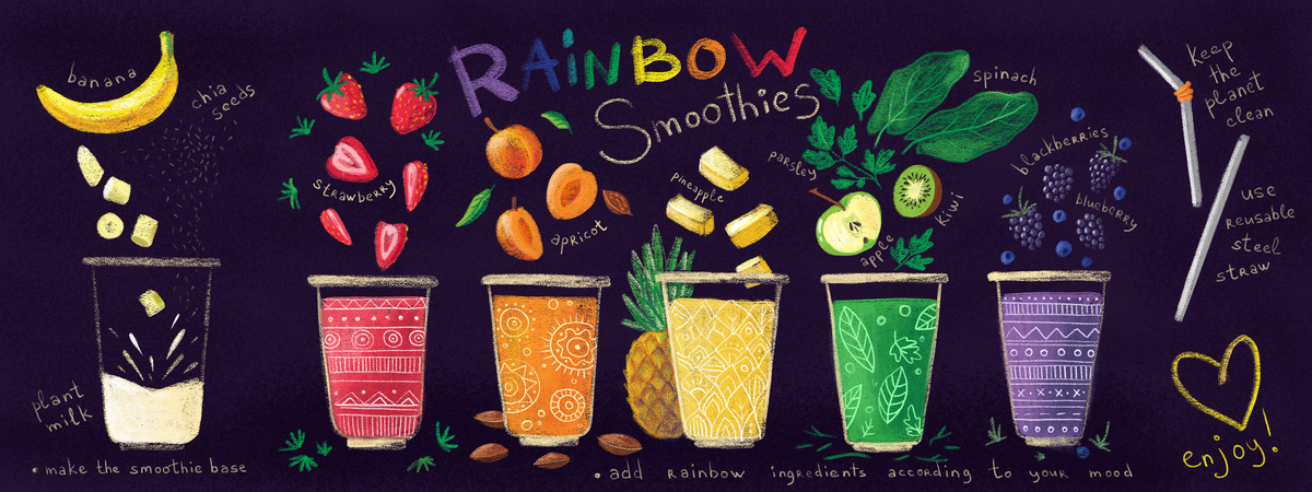Rainbow smoothies by Yuliia Bahniuk