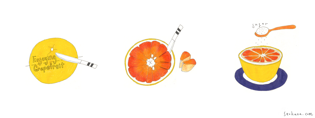 Enjoying Grapefruit by Hana