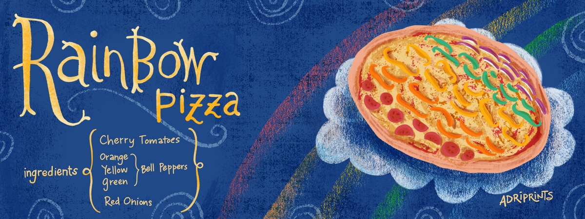 Rainbow Pizza by Adriana Hernandez-Bergstrom (Adriprints)